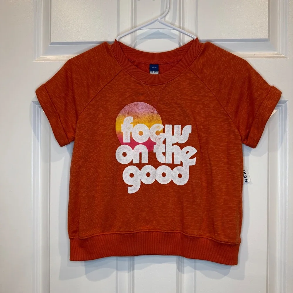 Kids Old Navy Orange Focus On The Good Graphic Sweatshirt Top‎ Size L 10/12